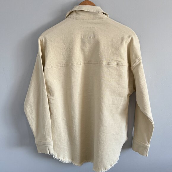 NWT Women's Celebrity Pink Denim Cream Button-up Shacket Jacket  Small Rodeo - Picture 10 of 14